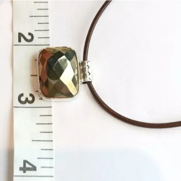 VINTAGE Pyrite in Sterling Silver pendant necklace - Picture 5 of 8